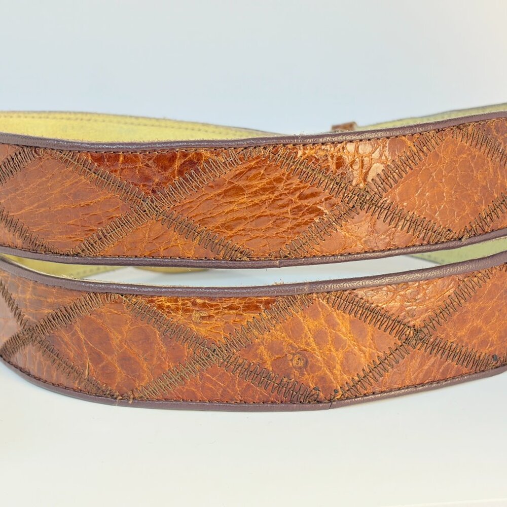Genuine Sea Turtle Patchwork Western Belt Size 38 Butterscotch Peanut Brittle - Picture 5 of 9